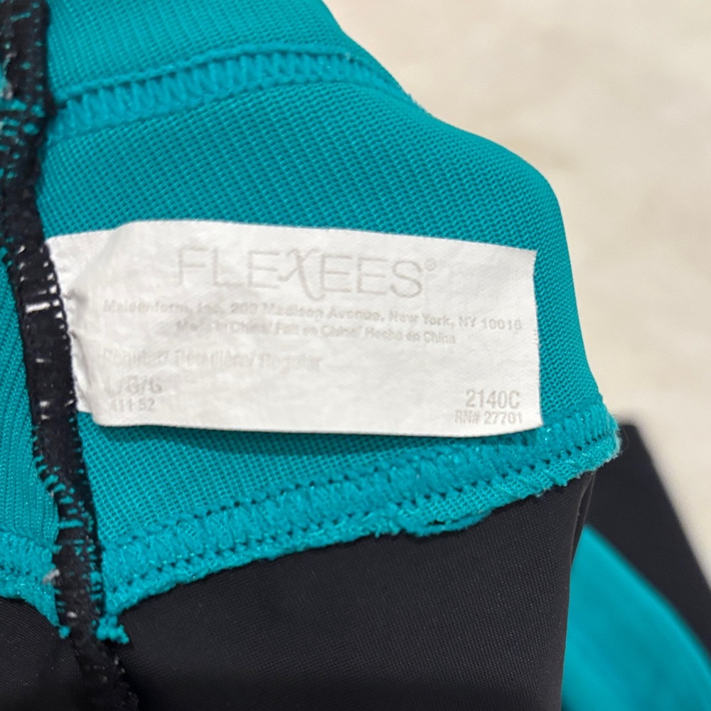 Flexees High Waist Black Wide leg Shaping Pants Turquoise Band size Large - Picture 4 of 6